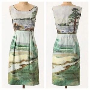 Anthropologie Odille Landscape Watercolor Dress 4